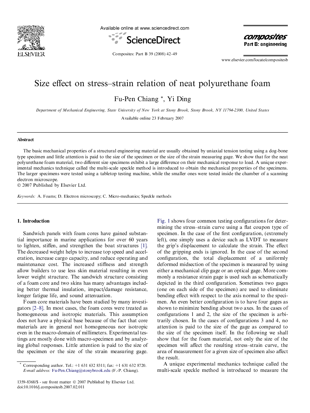 Size effect on stress–strain relation of neat polyurethane foam