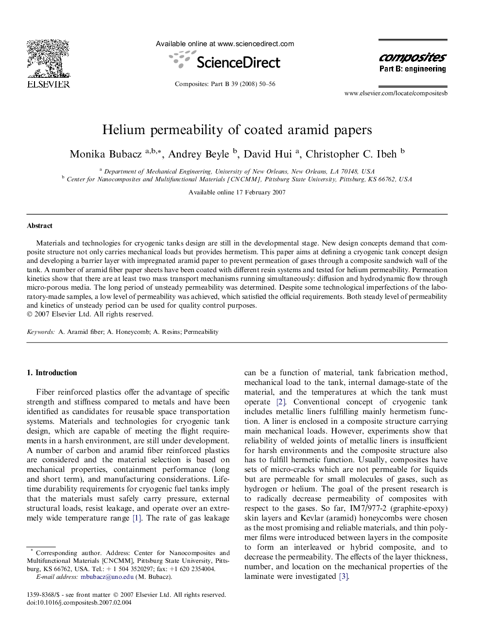 Helium permeability of coated aramid papers