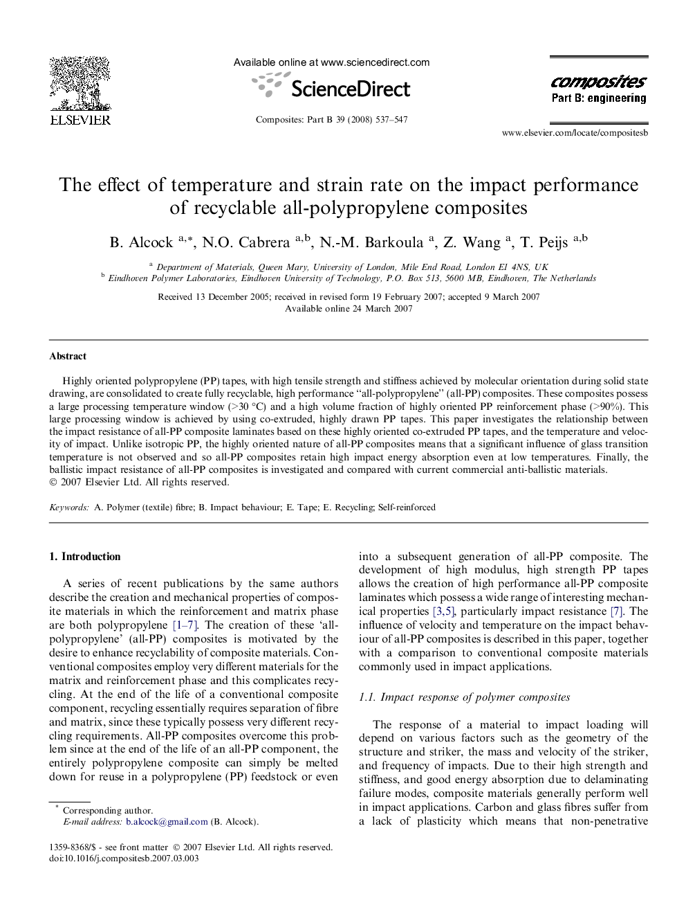 The effect of temperature and strain rate on the impact performance of recyclable all-polypropylene composites