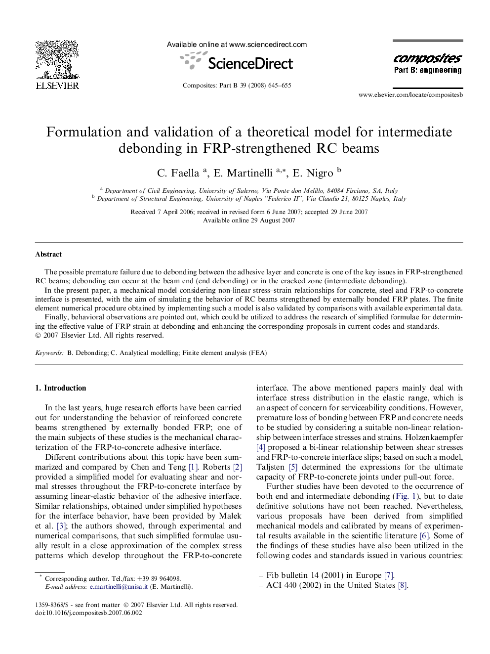 Formulation and validation of a theoretical model for intermediate debonding in FRP-strengthened RC beams