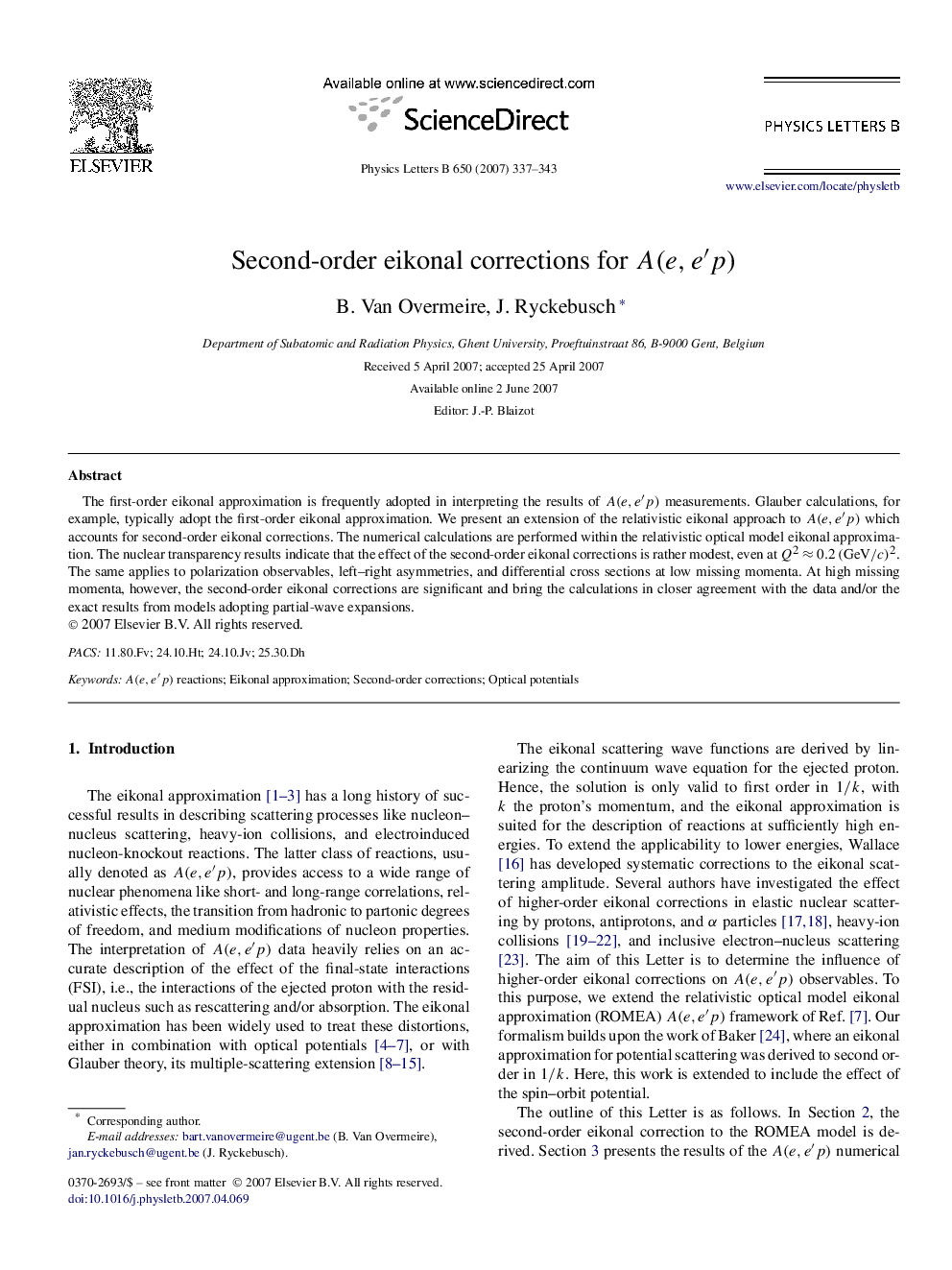 Second-order eikonal corrections for A(e,eâ²p)