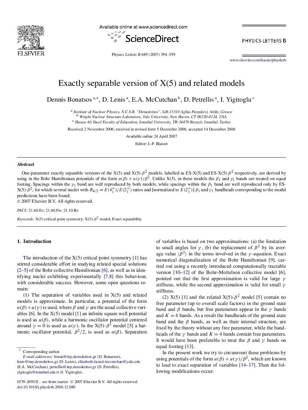 Exactly separable version of X(5) and related models