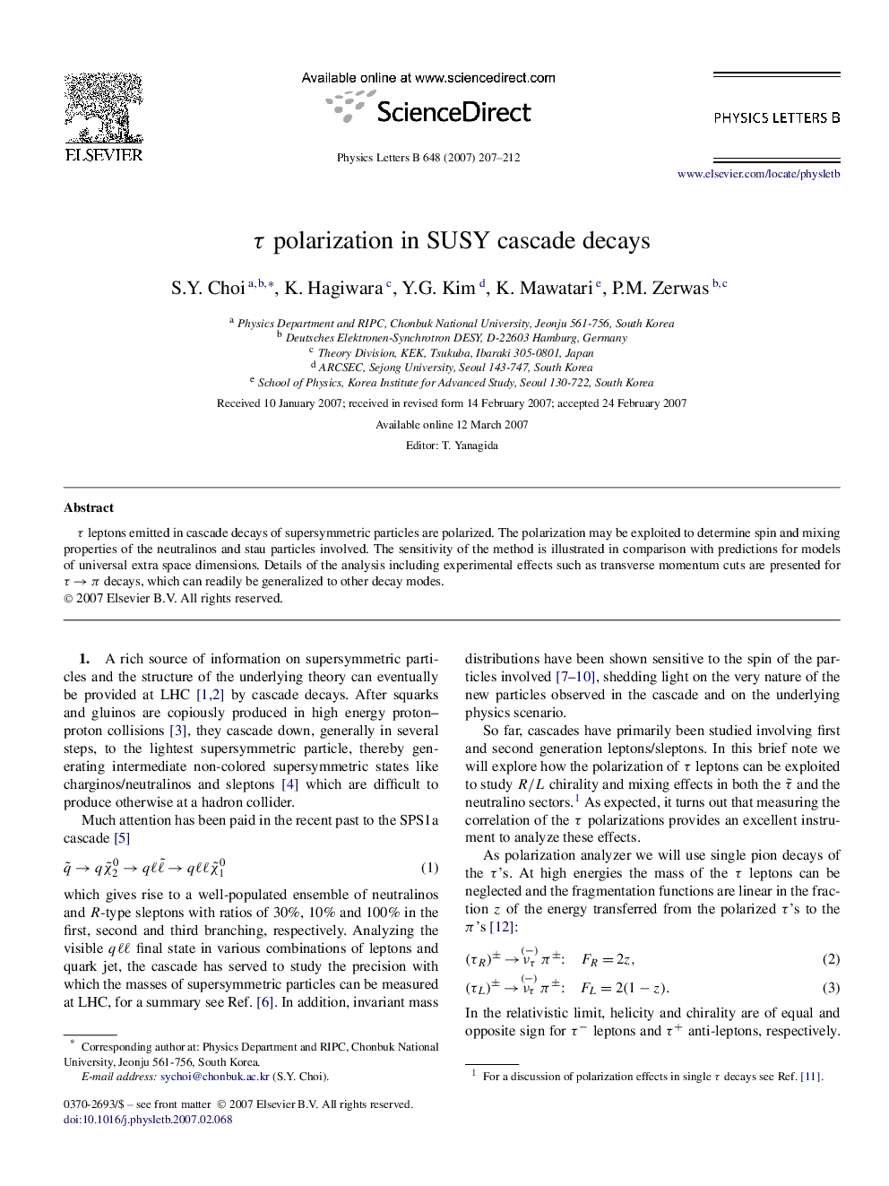 Ï polarization in SUSY cascade decays