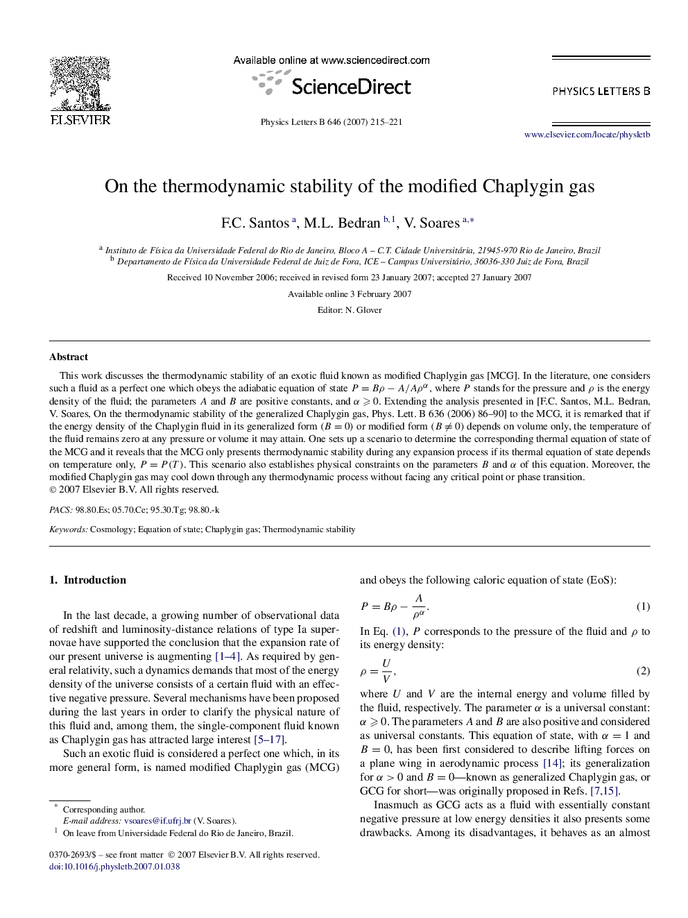 On the thermodynamic stability of the modified Chaplygin gas