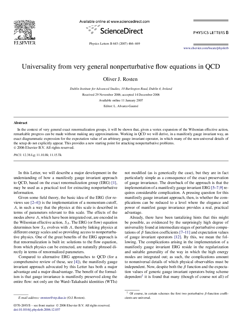 Universality from very general nonperturbative flow equations in QCD
