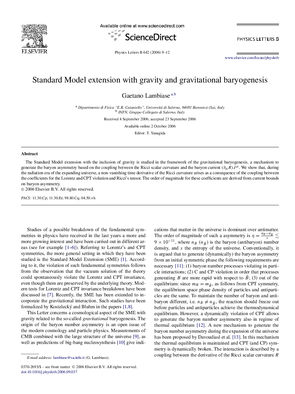 Standard Model extension with gravity and gravitational baryogenesis