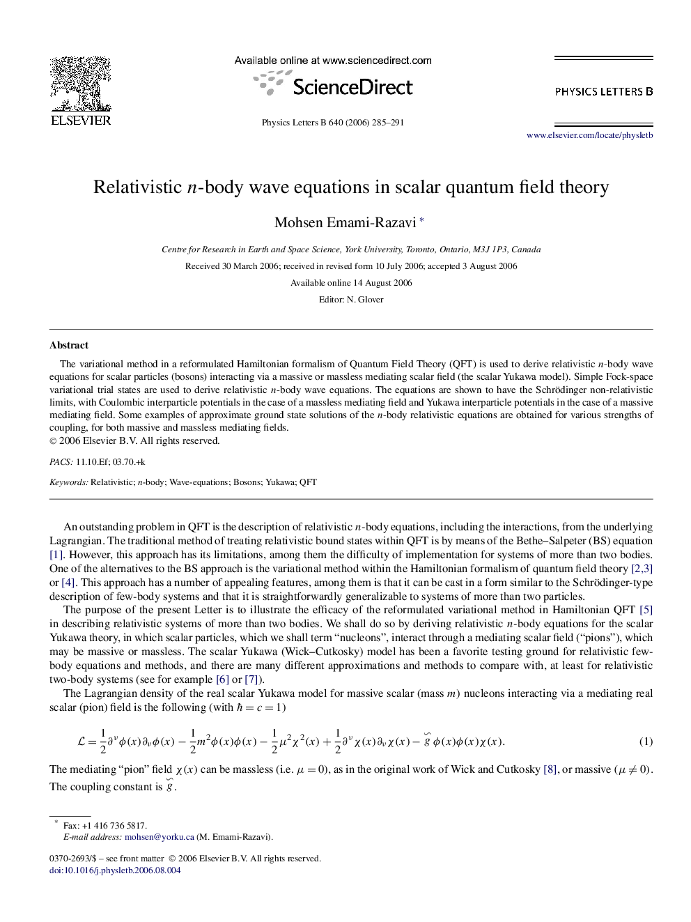 Relativistic n-body wave equations in scalar quantum field theory