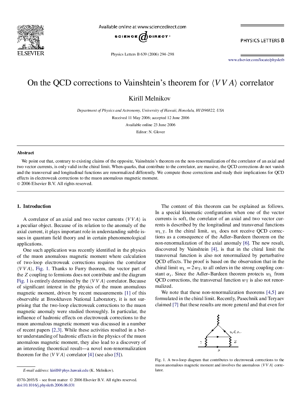 On the QCD corrections to Vainshtein's theorem for ãVVAã correlator