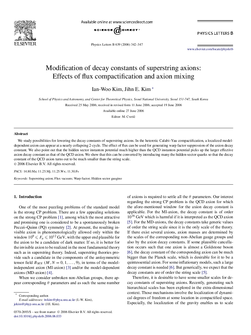 Modification of decay constants of superstring axions: Effects of flux compactification and axion mixing