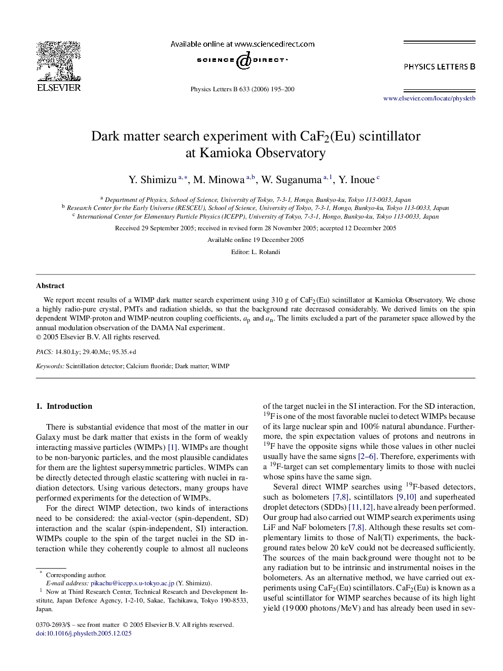 Dark matter search experiment with CaF2(Eu) scintillator at Kamioka Observatory