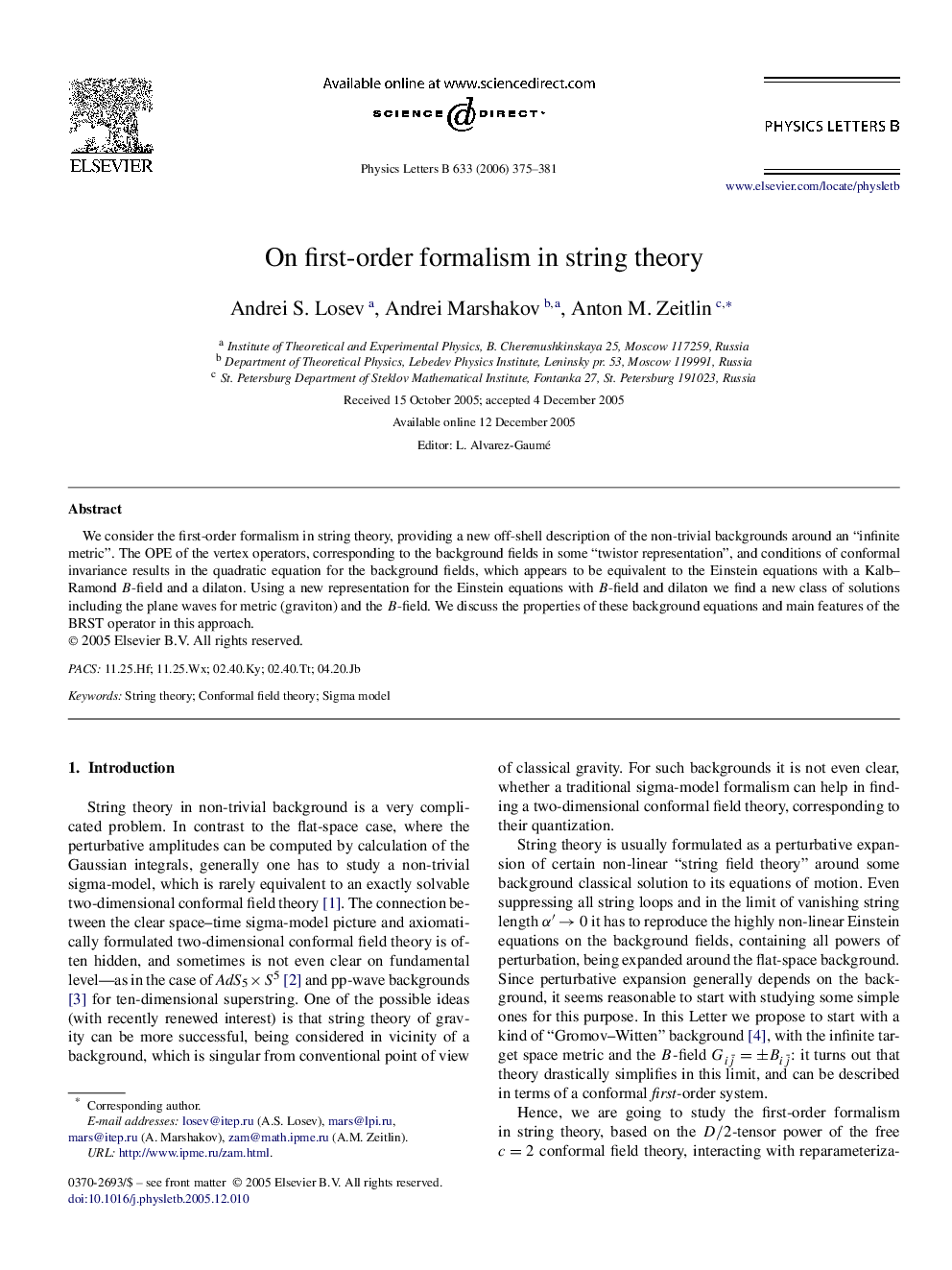 On first-order formalism in string theory