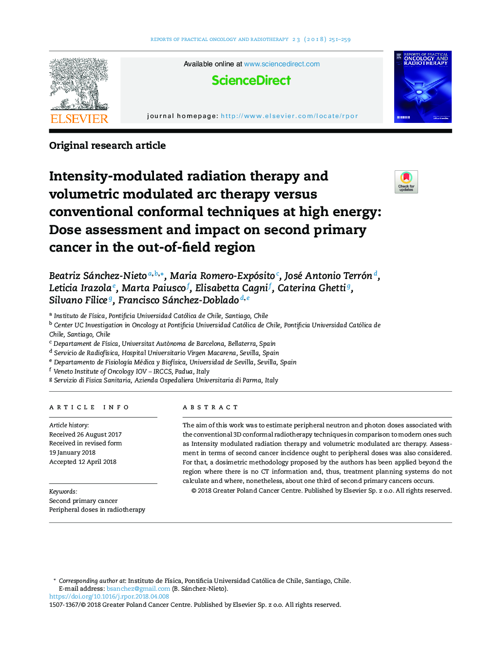 Intensity-modulated radiation therapy and volumetric modulated arc therapy versus conventional conformal techniques at high energy: Dose assessment and impact on second primary cancer in the out-of-field region