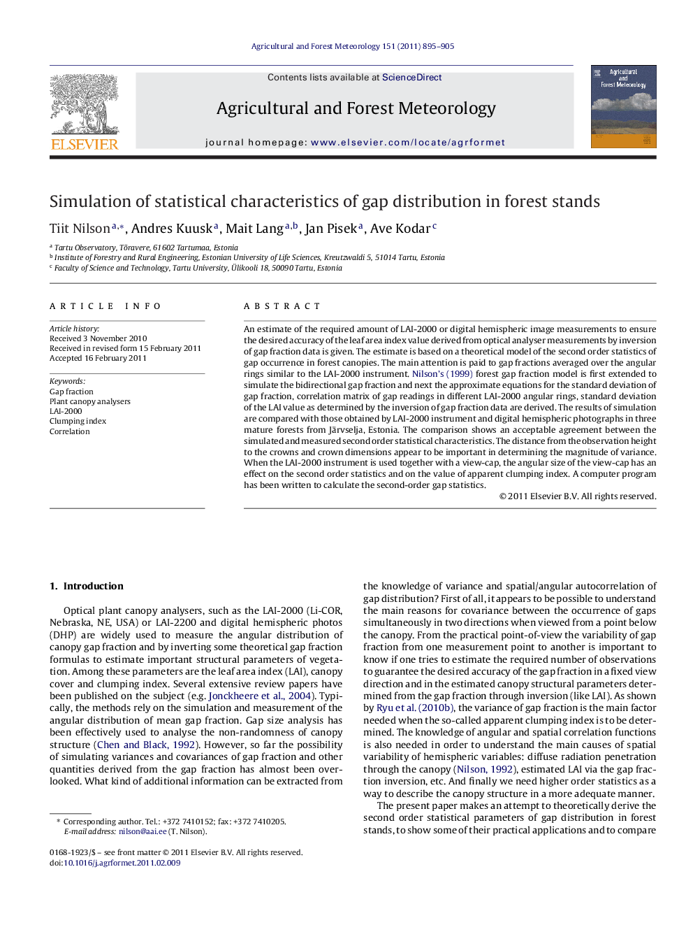 Simulation of statistical characteristics of gap distribution in forest stands