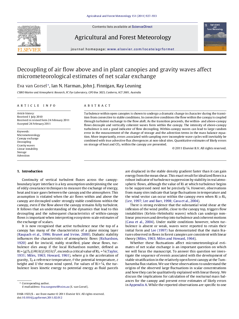 Decoupling of air flow above and in plant canopies and gravity waves affect micrometeorological estimates of net scalar exchange