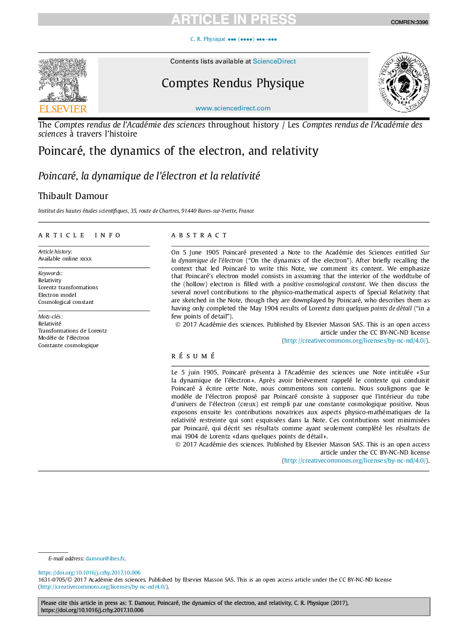 Poincaré, the dynamics of the electron, and relativity