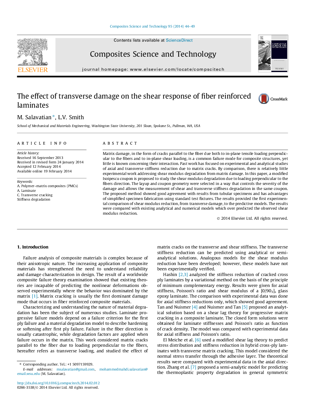 The effect of transverse damage on the shear response of fiber reinforced laminates