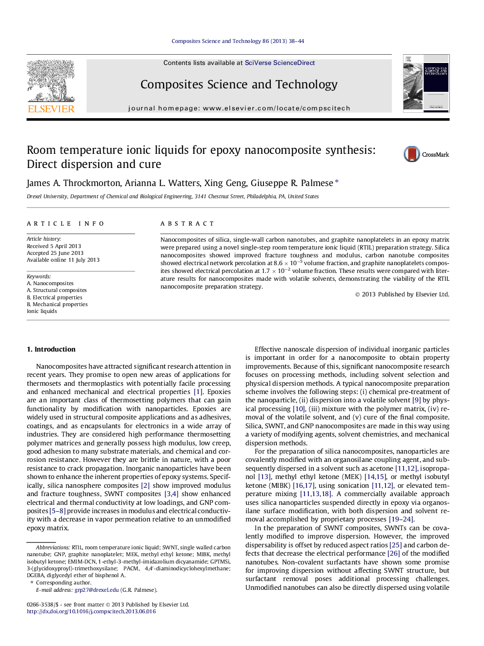 Room temperature ionic liquids for epoxy nanocomposite synthesis: Direct dispersion and cure