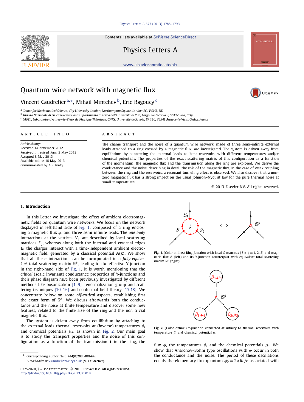 Quantum wire network with magnetic flux