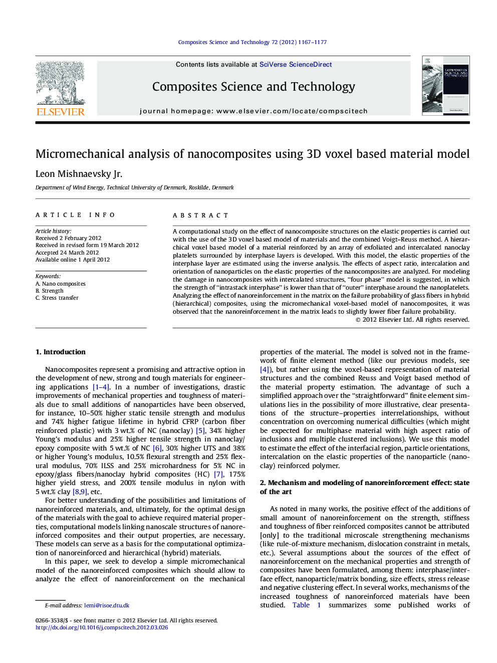 Micromechanical analysis of nanocomposites using 3D voxel based material model