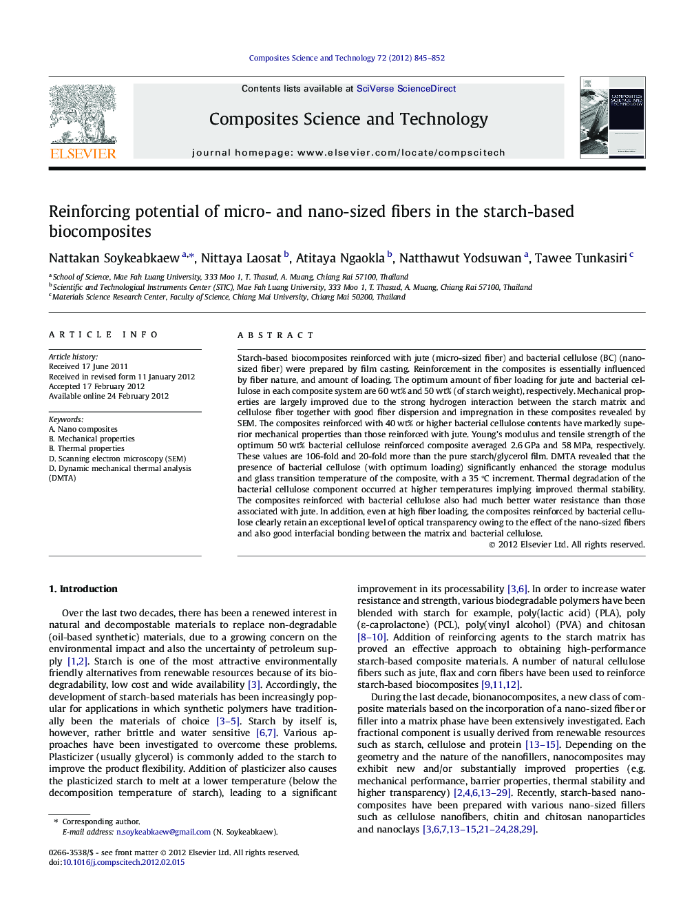 Reinforcing potential of micro- and nano-sized fibers in the starch-based biocomposites