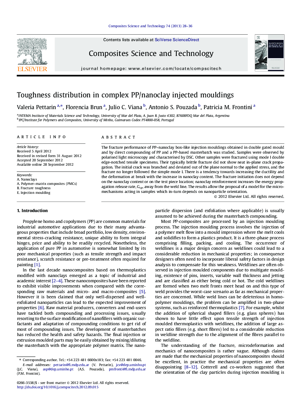 Toughness distribution in complex PP/nanoclay injected mouldings