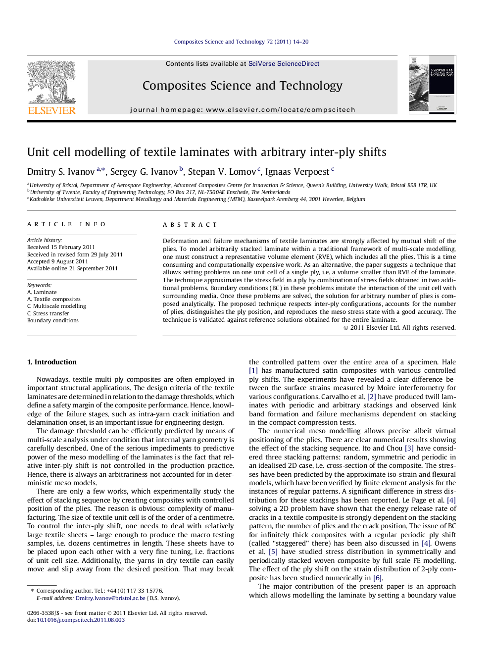 Unit cell modelling of textile laminates with arbitrary inter-ply shifts