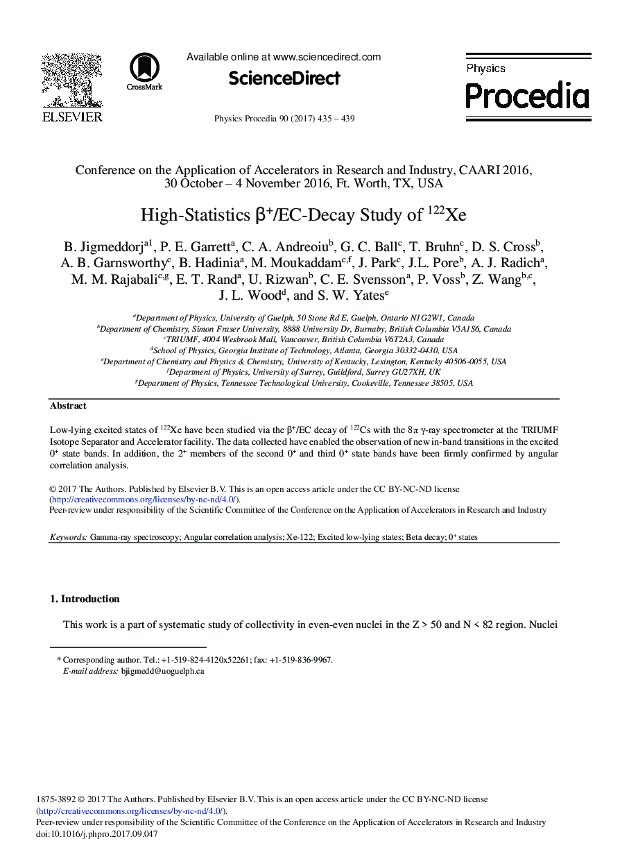 High-Statistics Î²+/EC-Decay Study of 122Xe