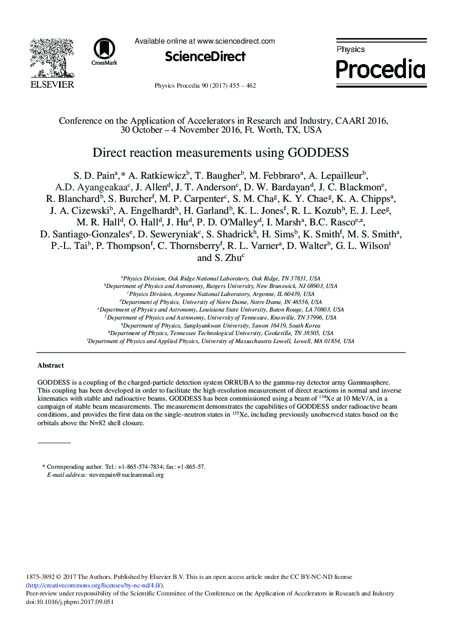 Direct Reaction Measurements Using GODDESS