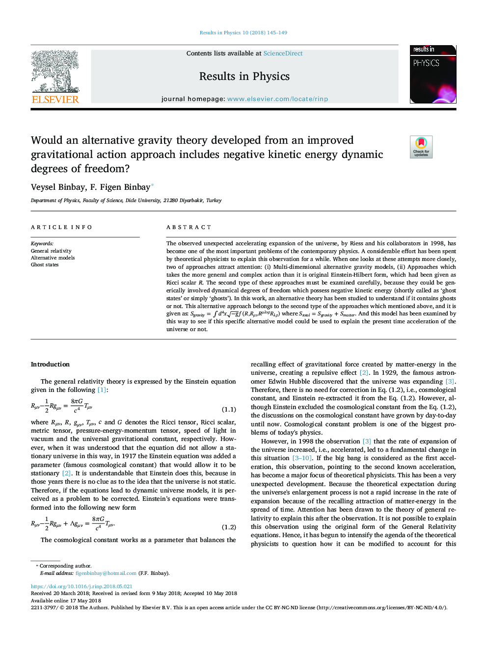 Would an alternative gravity theory developed from an improved gravitational action approach includes negative kinetic energy dynamic degrees of freedom?