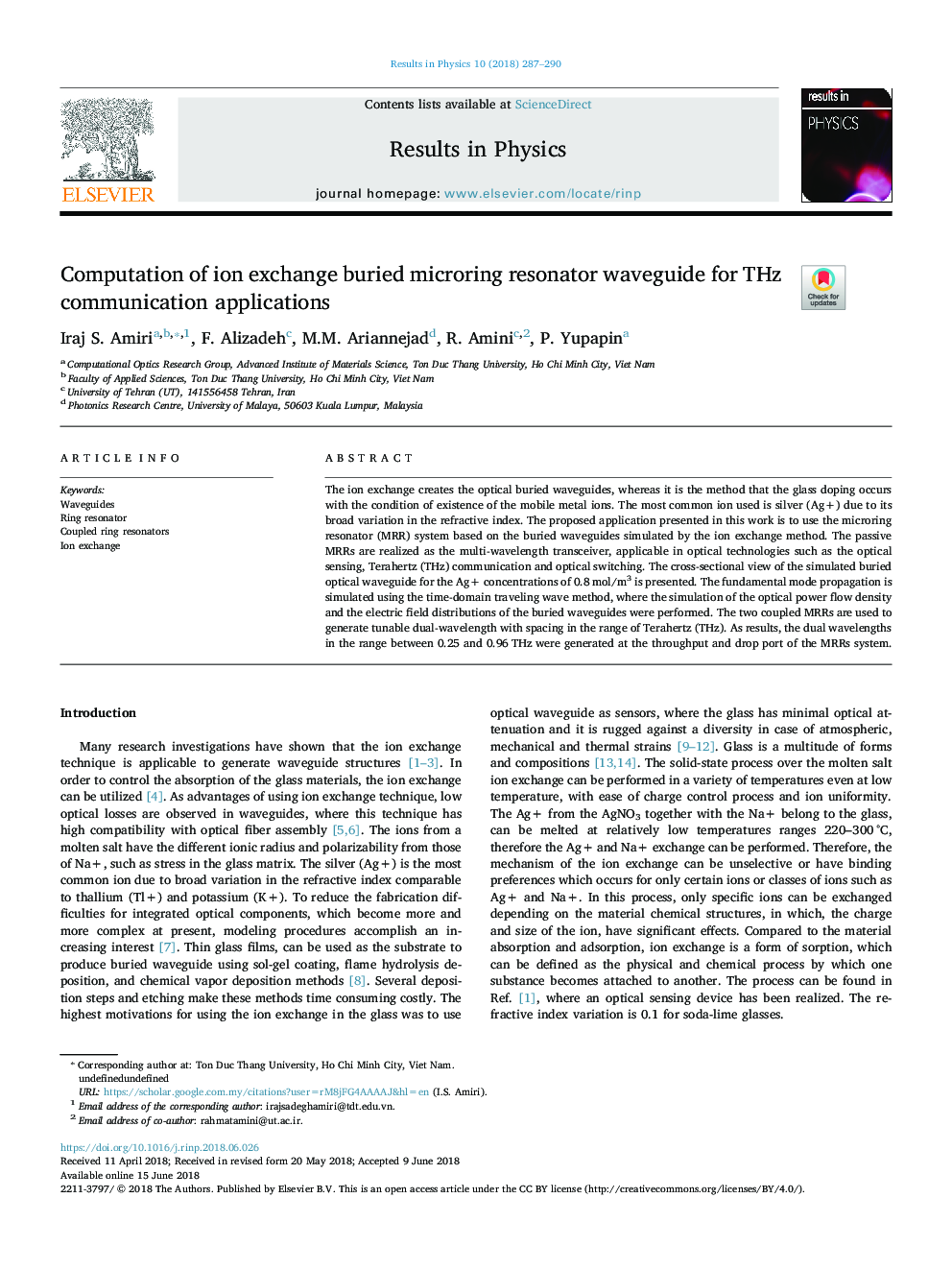 Computation of ion exchange buried microring resonator waveguide for THz communication applications