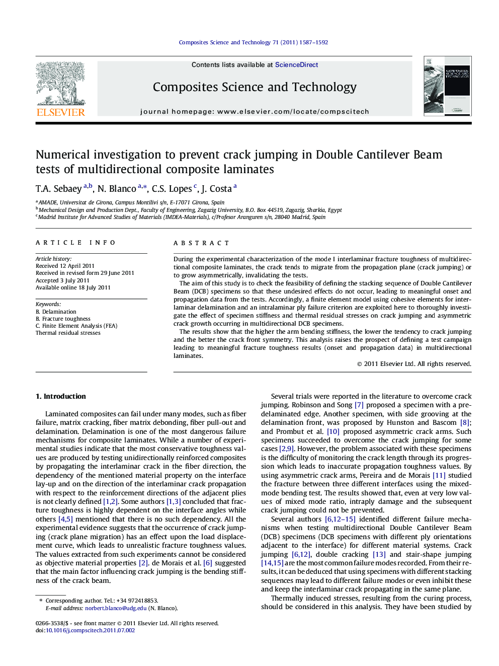 Numerical investigation to prevent crack jumping in Double Cantilever Beam tests of multidirectional composite laminates