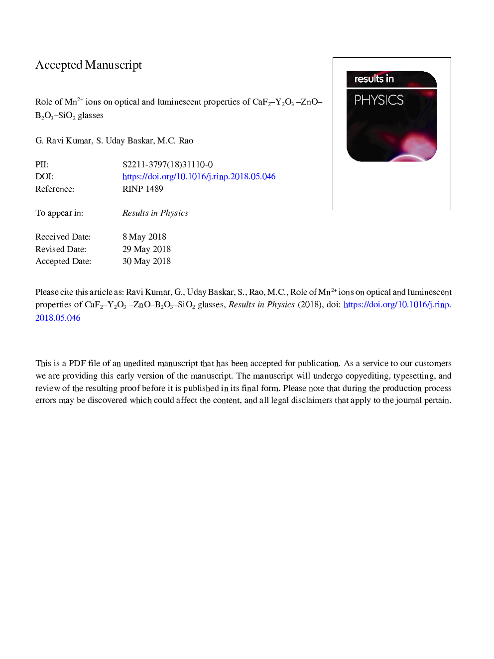 Role of Mn2+ ions on optical and luminescent properties of CaF2-Y2O3-ZnO-B2O3-SiO2 glasses