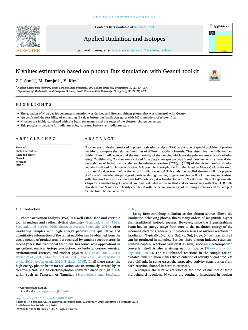 N values estimation based on photon flux simulation with Geant4 toolkit