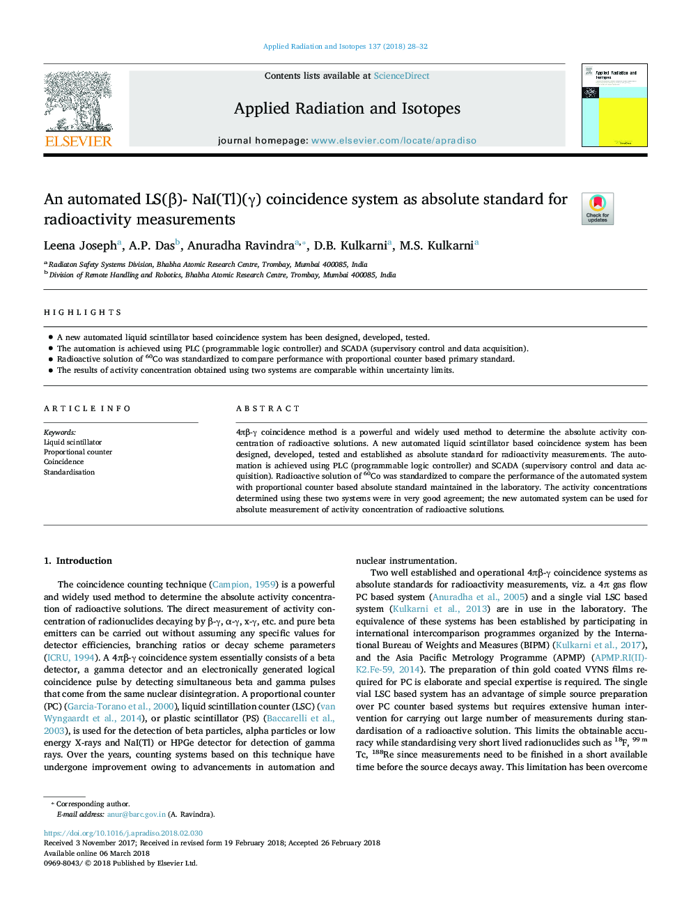 An automated LS(Î²)- NaI(Tl)(Î³) coincidence system as absolute standard for radioactivity measurements