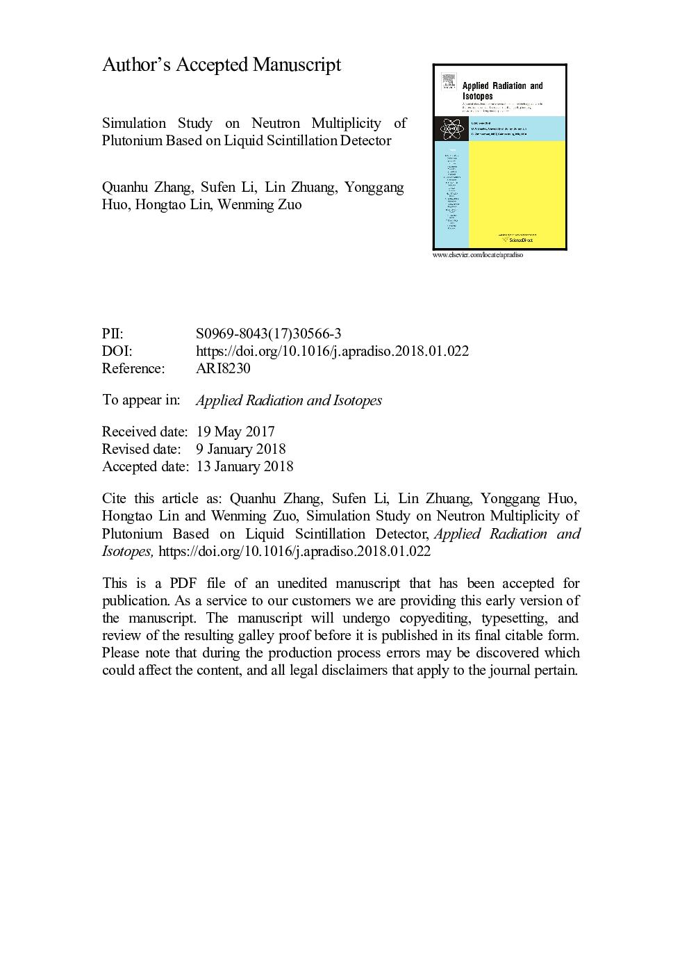 Simulation study on neutron multiplicity of plutonium based on liquid scintillation detector