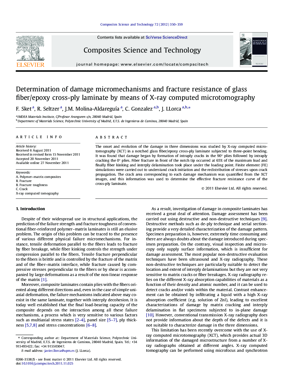 Determination of damage micromechanisms and fracture resistance of glass fiber/epoxy cross-ply laminate by means of X-ray computed microtomography