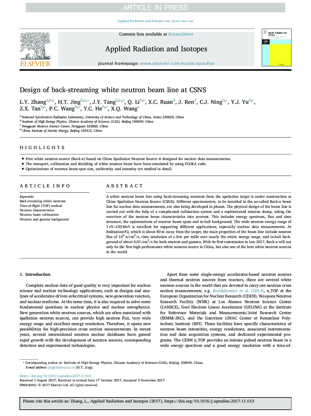 Design of back-streaming white neutron beam line at CSNS