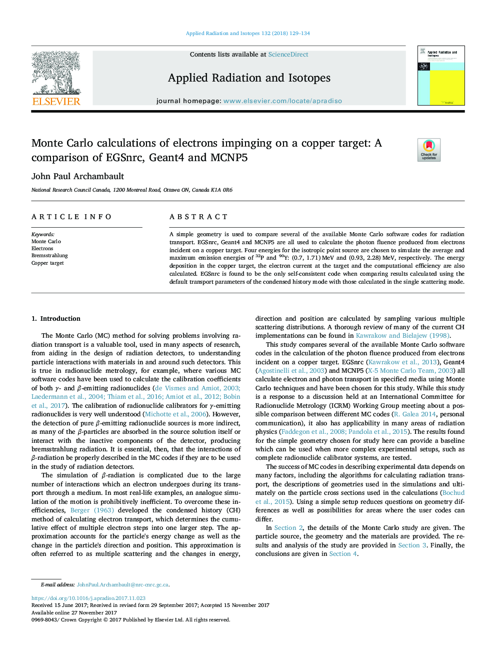 Monte Carlo calculations of electrons impinging on a copper target: A comparison of EGSnrc, Geant4 and MCNP5