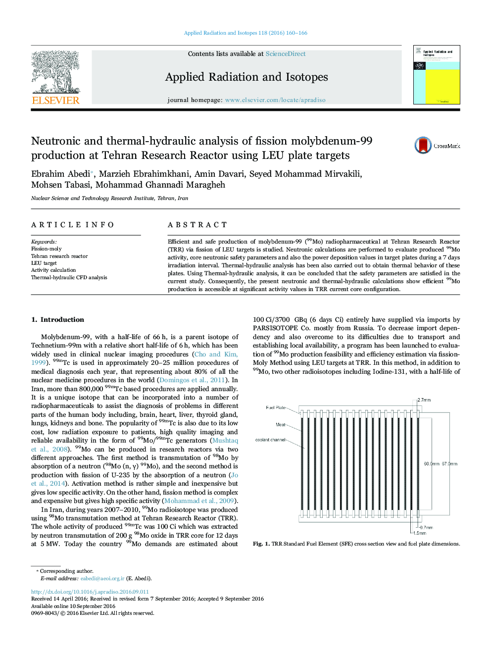 Neutronic and thermal-hydraulic analysis of fission molybdenum-99 production at Tehran Research Reactor using LEU plate targets