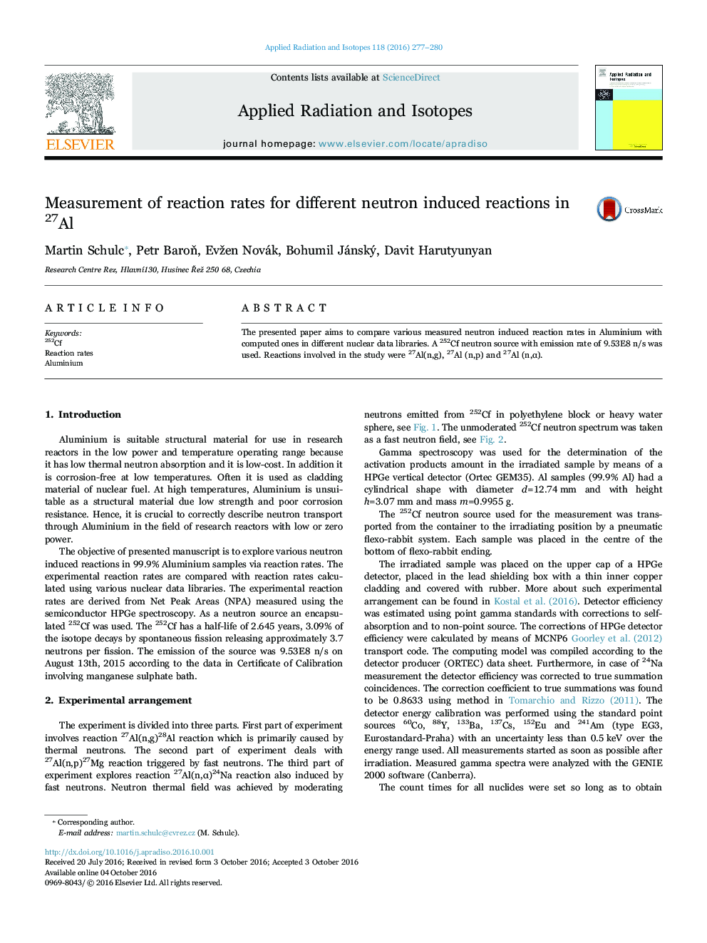 Measurement of reaction rates for different neutron induced reactions in 27Al