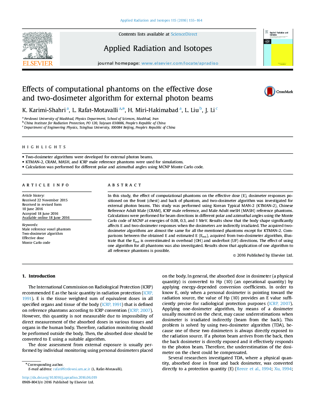 Effects of computational phantoms on the effective dose and two-dosimeter algorithm for external photon beams