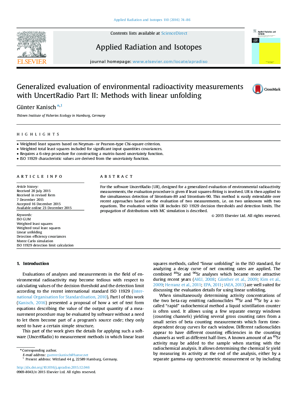 Generalized evaluation of environmental radioactivity measurements with UncertRadio Part II: Methods with linear unfolding