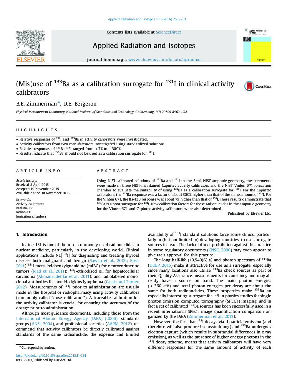 (Mis)use of 133Ba as a calibration surrogate for 131I in clinical activity calibrators