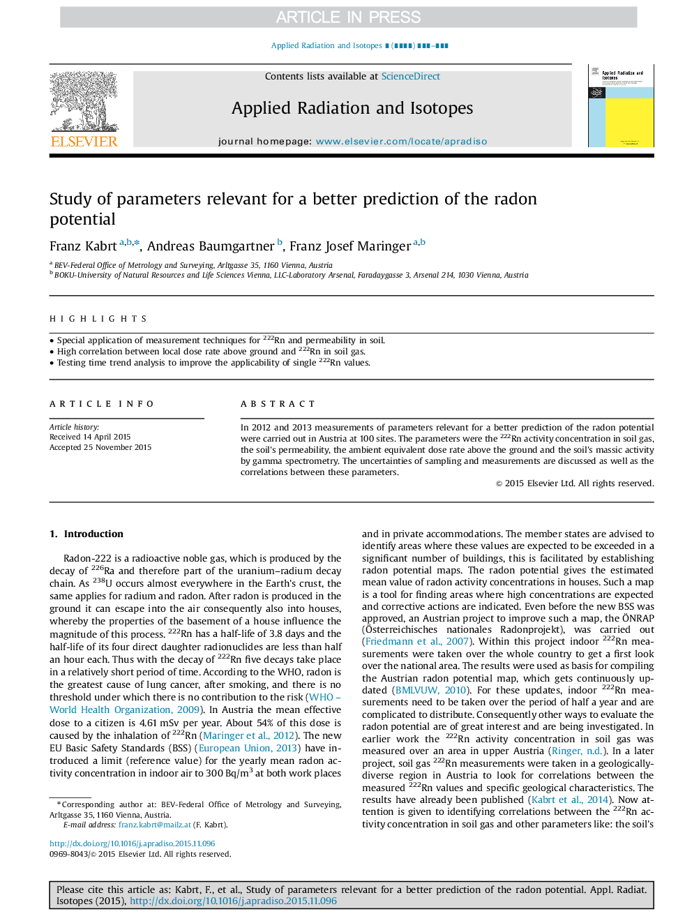 Study of parameters relevant for a better prediction of the radon potential