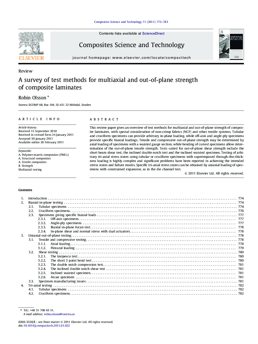 A survey of test methods for multiaxial and out-of-plane strength of composite laminates