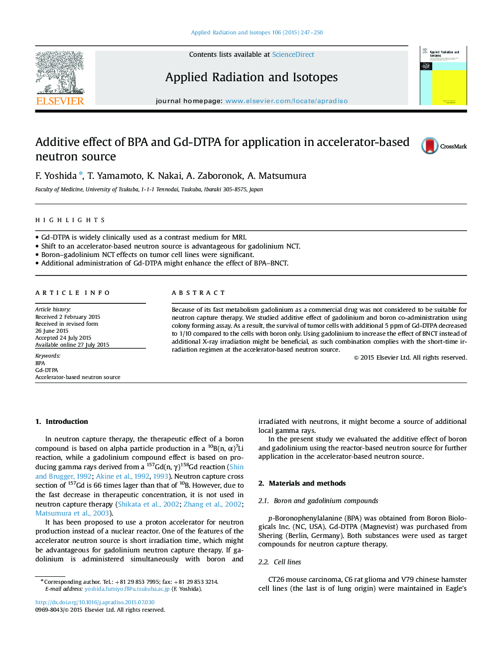 Additive effect of BPA and Gd-DTPA for application in accelerator-based neutron source