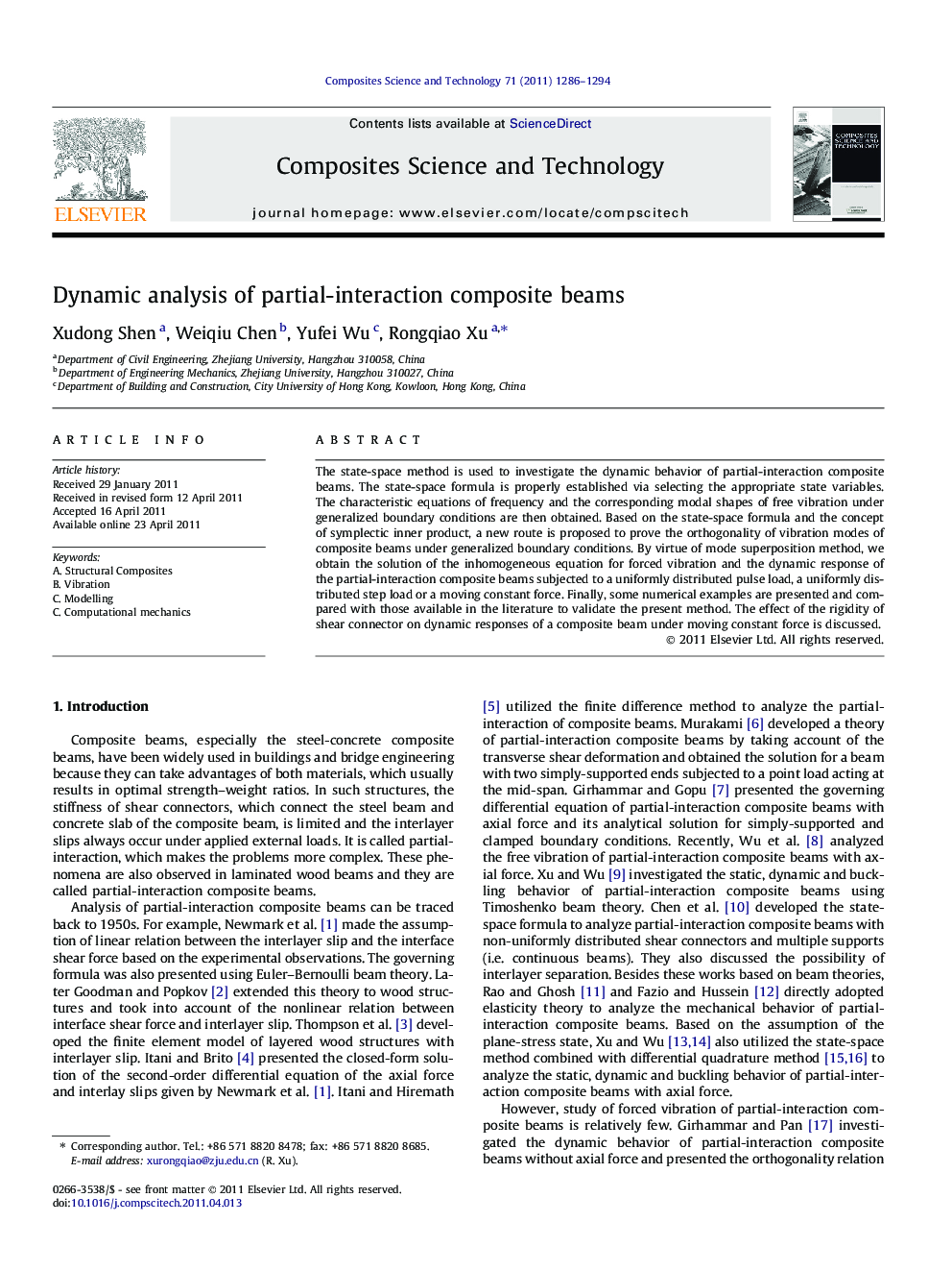 Dynamic analysis of partial-interaction composite beams