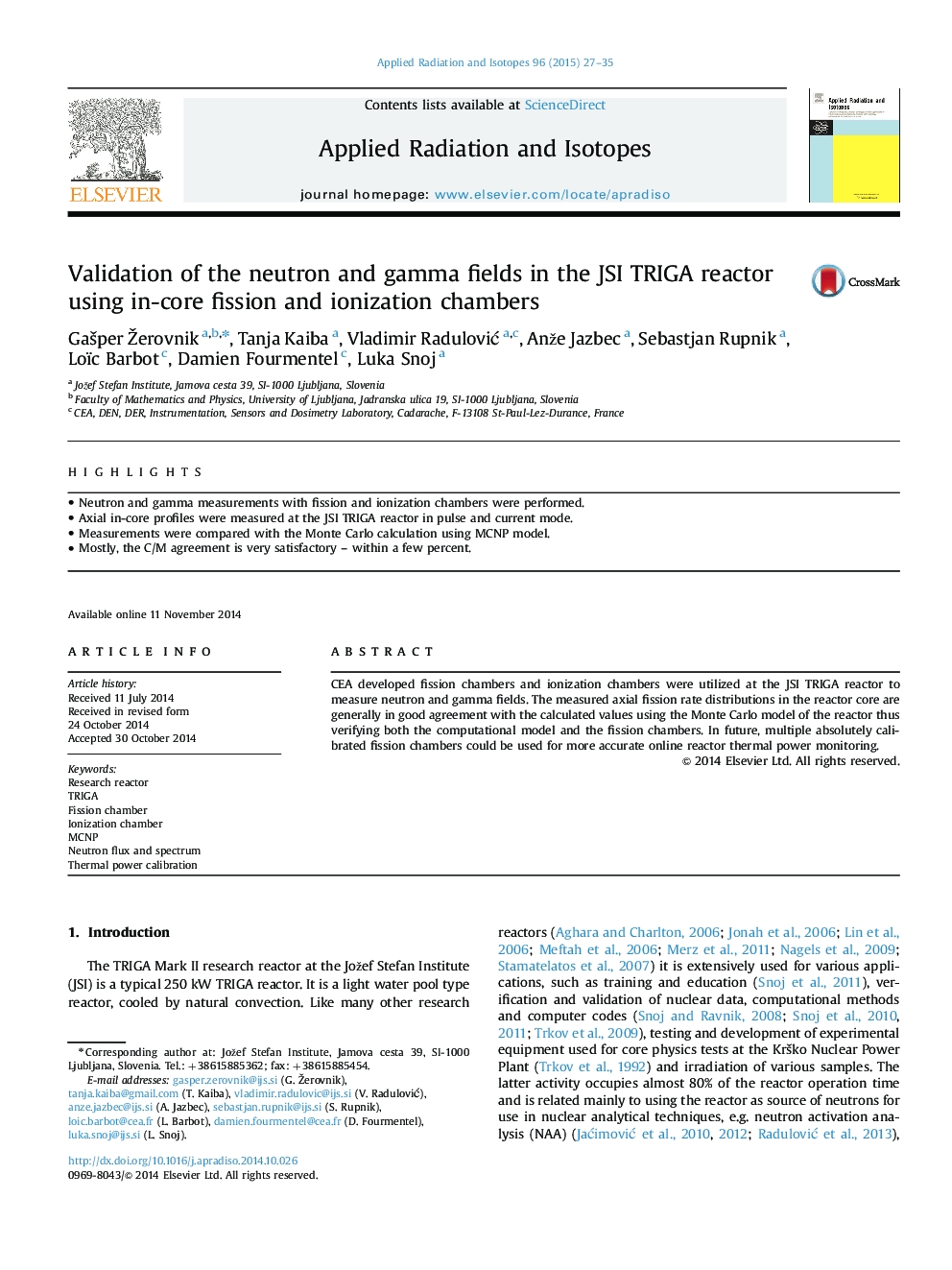 Validation of the neutron and gamma fields in the JSI TRIGA reactor using in-core fission and ionization chambers