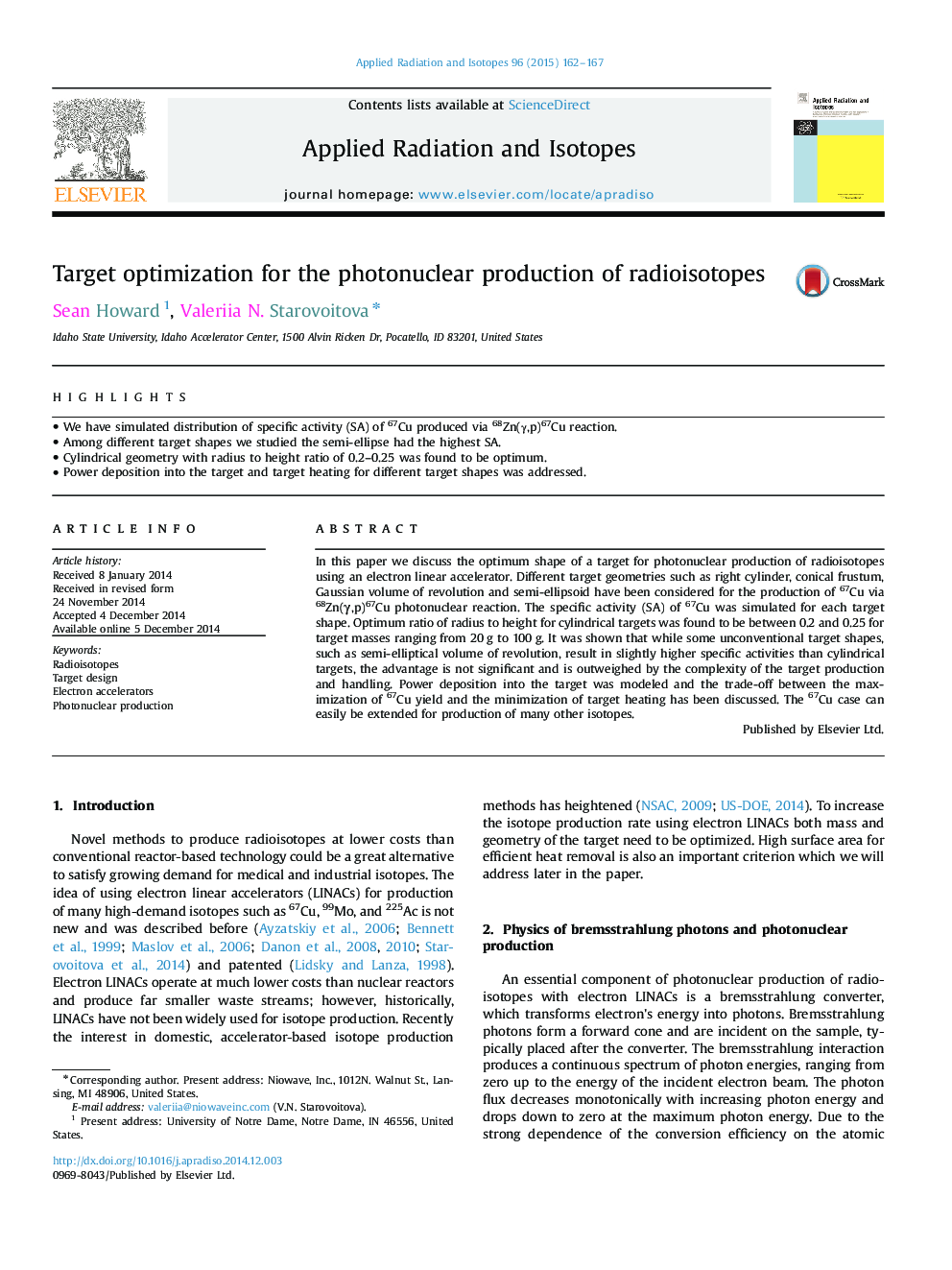 Target optimization for the photonuclear production of radioisotopes