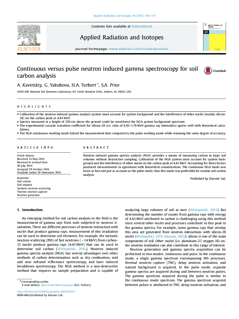 Continuous versus pulse neutron induced gamma spectroscopy for soil carbon analysis